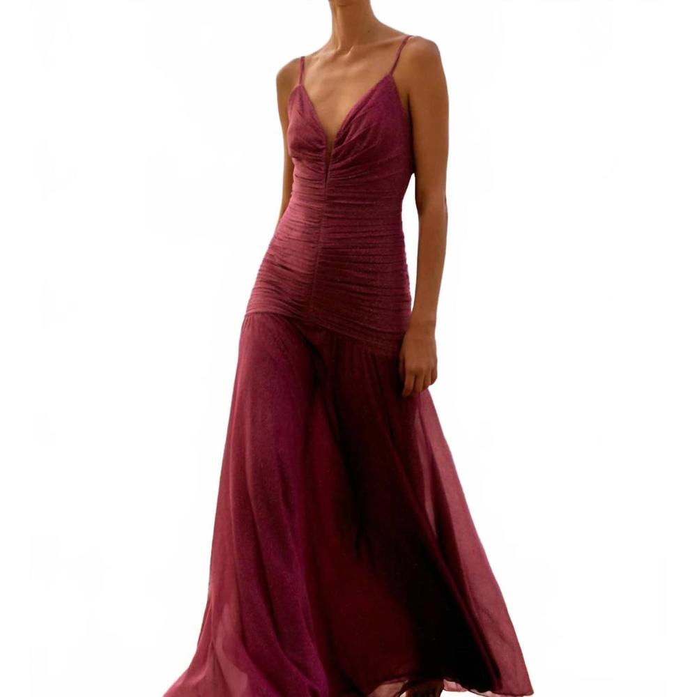 NEW PATBO metallic plunge maxi gown in lilac - Picture 3 of 4